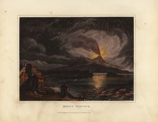 Monte Vesúvio em erupção no século XIX (gravura)