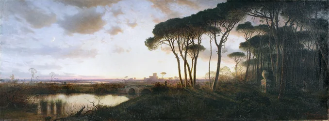 Castelo de Ostia visto da floresta de pinheiros de Castel Fusano, 1881