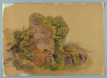 Base da torre, esboço de ruínas na floresta