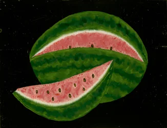 Melancia, meados do século XIX (pintura invertida sobre vidro)