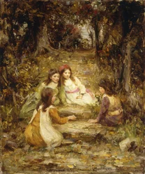 Crianças em um pomar (óleo sobre tela)