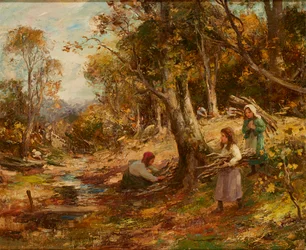 Juntando Lenha (óleo sobre tela)