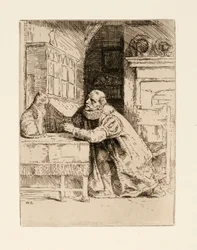 Montaigne e o gato. Ilustração de Izaak Walton e Charles Cotton de The Compleat Agler