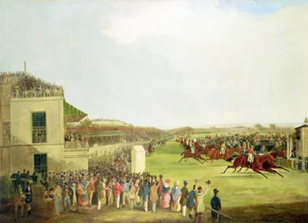 A obra "The Dey of Algiers" do Coronel Peel, com Nat Flatman em cima, vencedora da Taça de Chester de 1840 (óleo sobre tela)