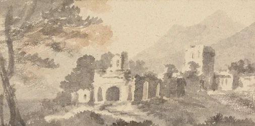 Paisagem Italiana com Castelo em Ruínas