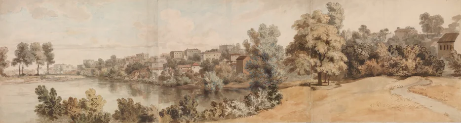 Paisagem fluvial italiana, 1750-60.