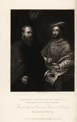 Retrato de Sebastiano del Piombo, pintor italiano do Alto Renascimento e dos primeiros tempos do Maneirismo, cerca de 1485-1547, com o Cardeal Ippolito de