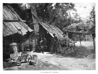 A Bushmans Home, Austrália, 1886.