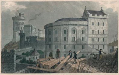 Extremo leste de Bridewell, e Jail Governors House, Edimburgo, 1829