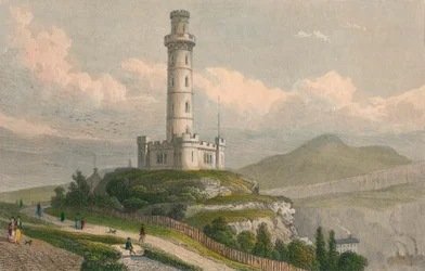 Monumento de Nelsons, Calton Hill, Edimburgo, c1830.