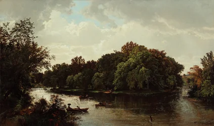 Cena de lago, barco 1861 (óleo sobre tela)