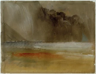 Nuvem tempestuosa amontoada sobre mar e areia