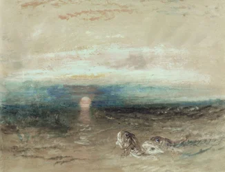 Pôr do sol sobre o mar com macas