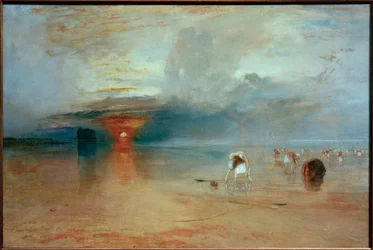 Praia de Calais, maré baixa. Poissards franceses