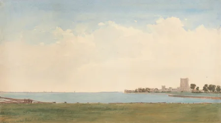Castelo de Porchester: Uma Vista de Porchester Village Olhando através da Água para Portsmouth