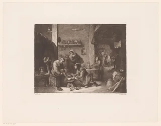 Interior com um médico e um barbeiro