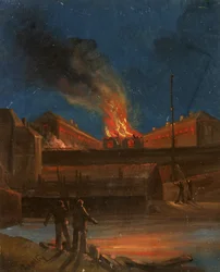 Bristol Riots: The Gaol Burning, c.1831 (óleo sobre papel)