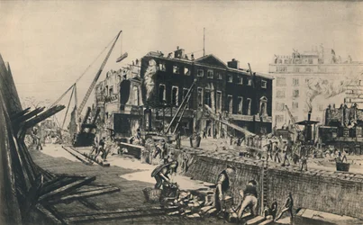 Demolindo a casa de Devonshire, 1927.