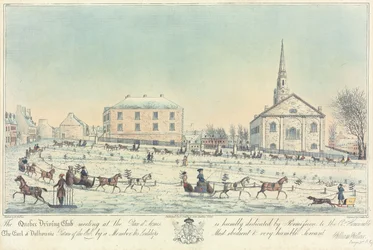 A reunião do Quebec Driving Club na Place d&39;Armes, gravada por J. Smillie Jr., 1826