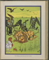 He Monkeys wound many coils around his body", ilustração de "The wonderful Wizard of Oz" de Lyman Frank Baum