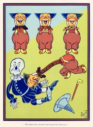 A cabeça disparou para a frente e atingiu o Espantalho. de O Feiticeiro Maravilhoso de Oz por L. Frank Baum