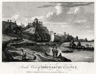 Vista sul do Castelo de Shrewsbury, Shropshire, 1777