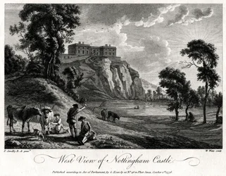 Vista oeste do Castelo de Nottingham, Nottinghamshire, 1776