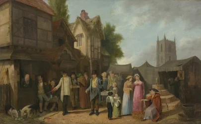 Cena do lado de fora de uma pousada, talvez em Long Ashton, Bristol, c.1824 (óleo no painel)