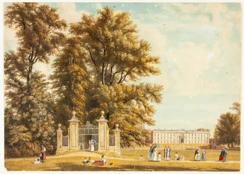 Entrada para a Avenida de Clare Hall Piece, Cambridge