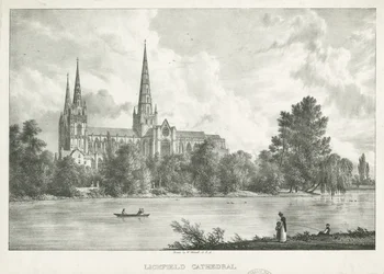 Catedral de Lichfield - vista sul: litografia, nd [1781-1850]