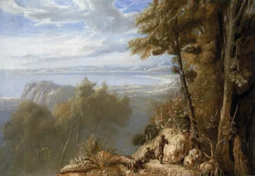 Vista de Port Bowen (Austrália), agosto de 1802, durante a expedição de Matthew Flinders (1774-1814) no Investigator entre 1801 e 1803, para cartografar as terras do sul, o pintor fazia parte da expedição
