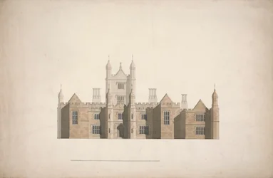 Elevação de uma Proposta de Design para as Faculdades de Cambridge