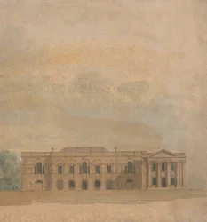 Elevação de uma Proposta de Design para as Faculdades de Cambridge