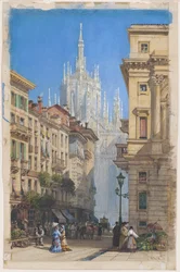 O Duomo em Milão de uma rua lateral