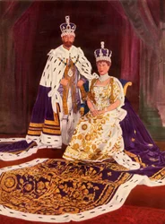Suas Majestades o rei Jorge V e a rainha Maria com os seus trajes de coroação, 1911, 1951