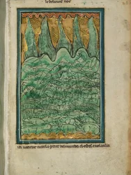 &39;O Dilúvio de Noé&39;, c.1250 (tinta e pigmento no pergaminho)