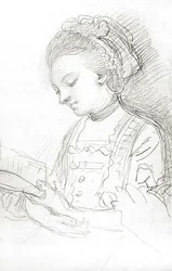 Leitura feminina (carvão vegetal sobre papel)
