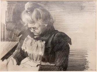 Uma Mulher a coser (Femme cousant) (Lápis sobre papel)