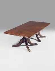 Mesa de jantar de pedestal duplo da Irish Regency (mogno)