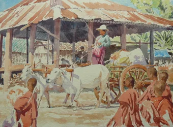 910 meninos monges no mercado de Thaung Tho