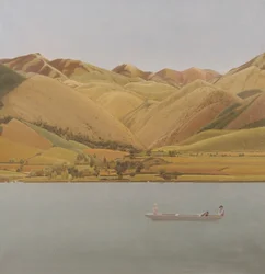 Edge of Abruzzi: Barco com três pessoas em um lago