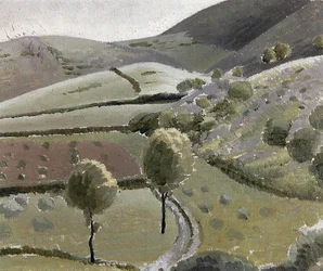 Paisagem italiana perto do Lago di Piediluco, c.1920-23 (óleo sobre tábua de lona)