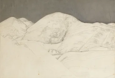 Estudo de paisagem para Santisima Trinita, c.1924 (lápis e óleo sobre papel)