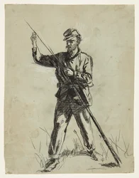 Soldado de cavalaria carregando um rifle