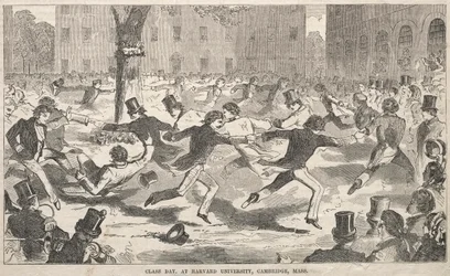 Dia da classe, na Universidade de Harvard, Cambridge, Massachusetts, 1858.