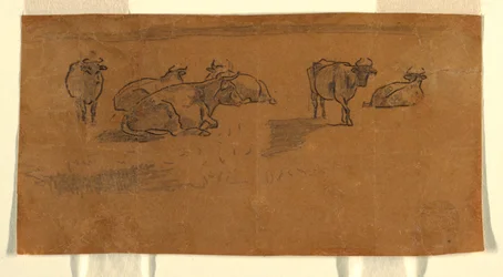 Desenho, vacas num pasto, c. 1872