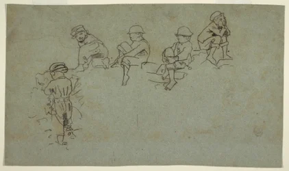 Desenho, Cinco esboços de jovens rapazes, ca. 1872