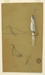 Desenho, Quatro esboços de saveiros, 1880