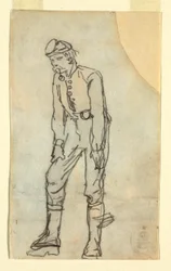 Desenho de um soldado com um cachimbo na boca, 1862