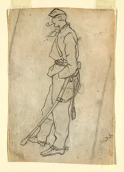 Desenho, Soldado com espada e cachimbo, 1862